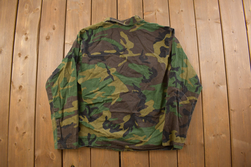 Vintage 1990s Military Woodland Camouflage Cold Weather Field Jacket