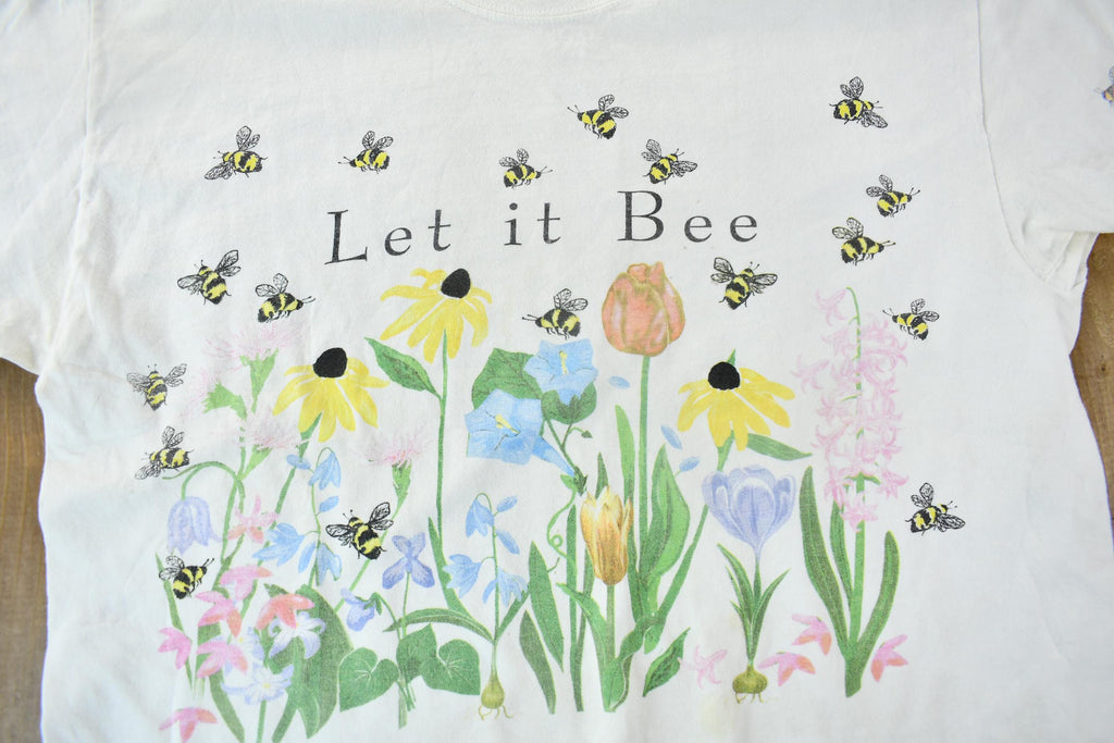 Vintage 1990s Let It Bee Flower 7 Bees Single Stitch Graphic T-Shirt