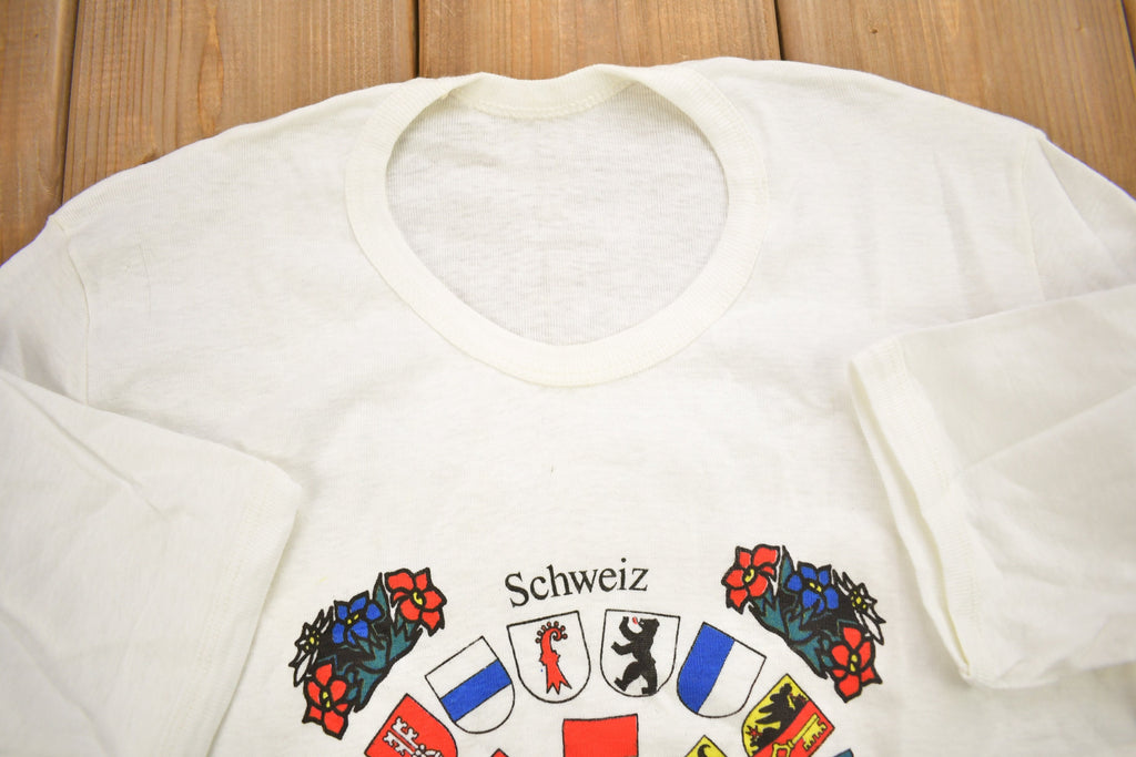 Vintage 1980s Switzerland Flags Theme Souvenir T Shirt