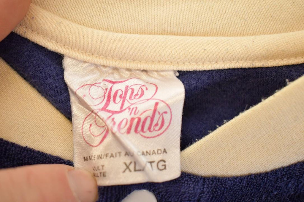 Vintage 1980s Tops And Trends Quarter Button Velour Sweatshirt Mens L