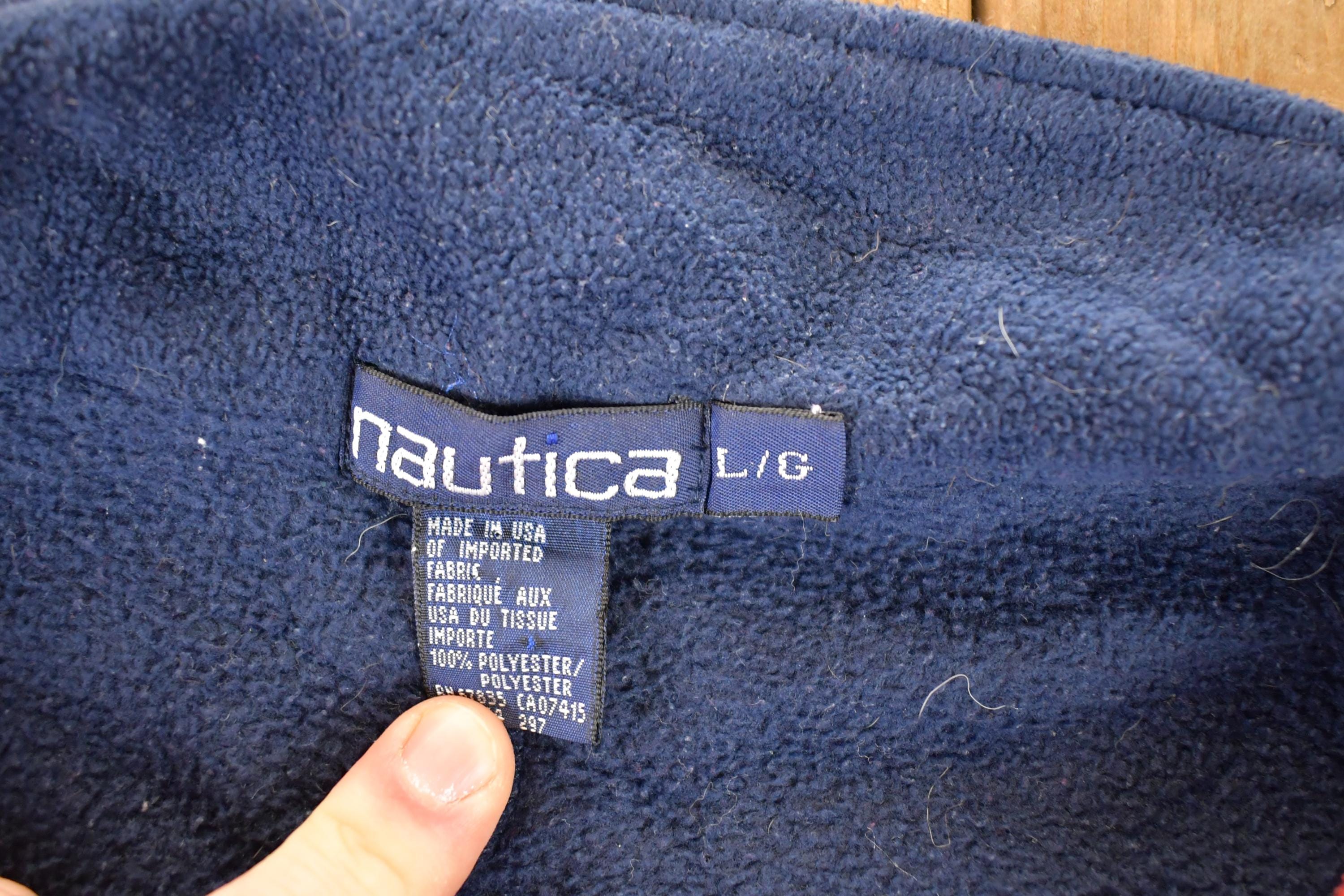 Vintage 1990s Nautica Challenge Fleece Quarter Zip Outdoorsman Sweater Men's L