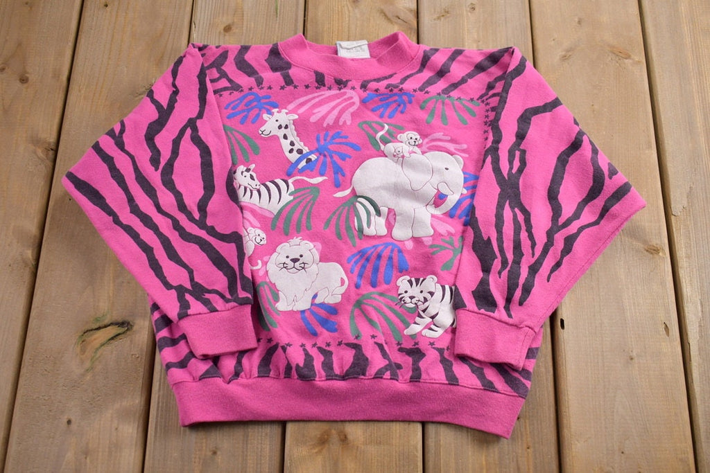 Vintage 1990s Cute Cat All Over Print Crewneck Sweater