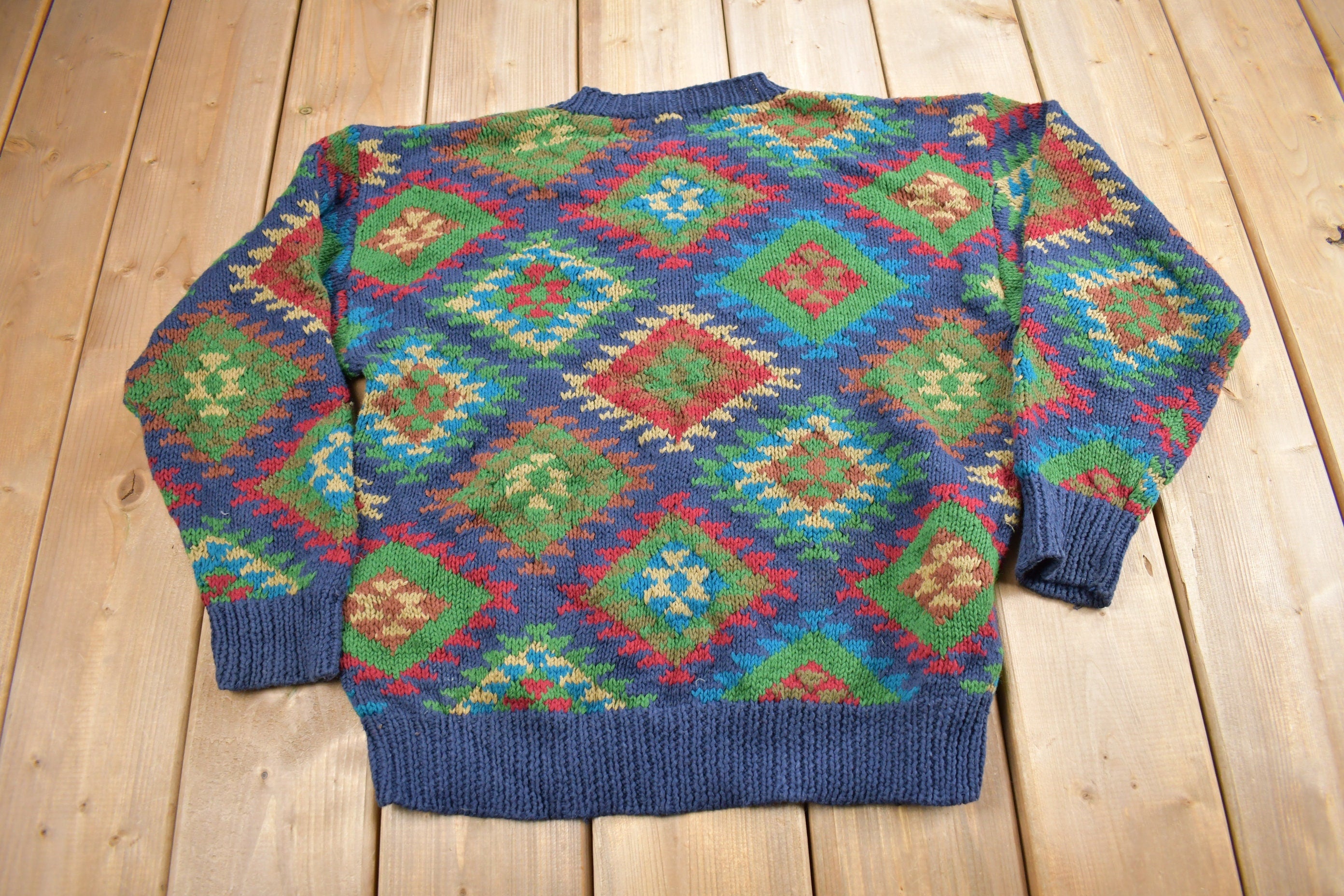 Vintage 1990s Woolrich Aztec Pattern Knitted Crewneck Sweater