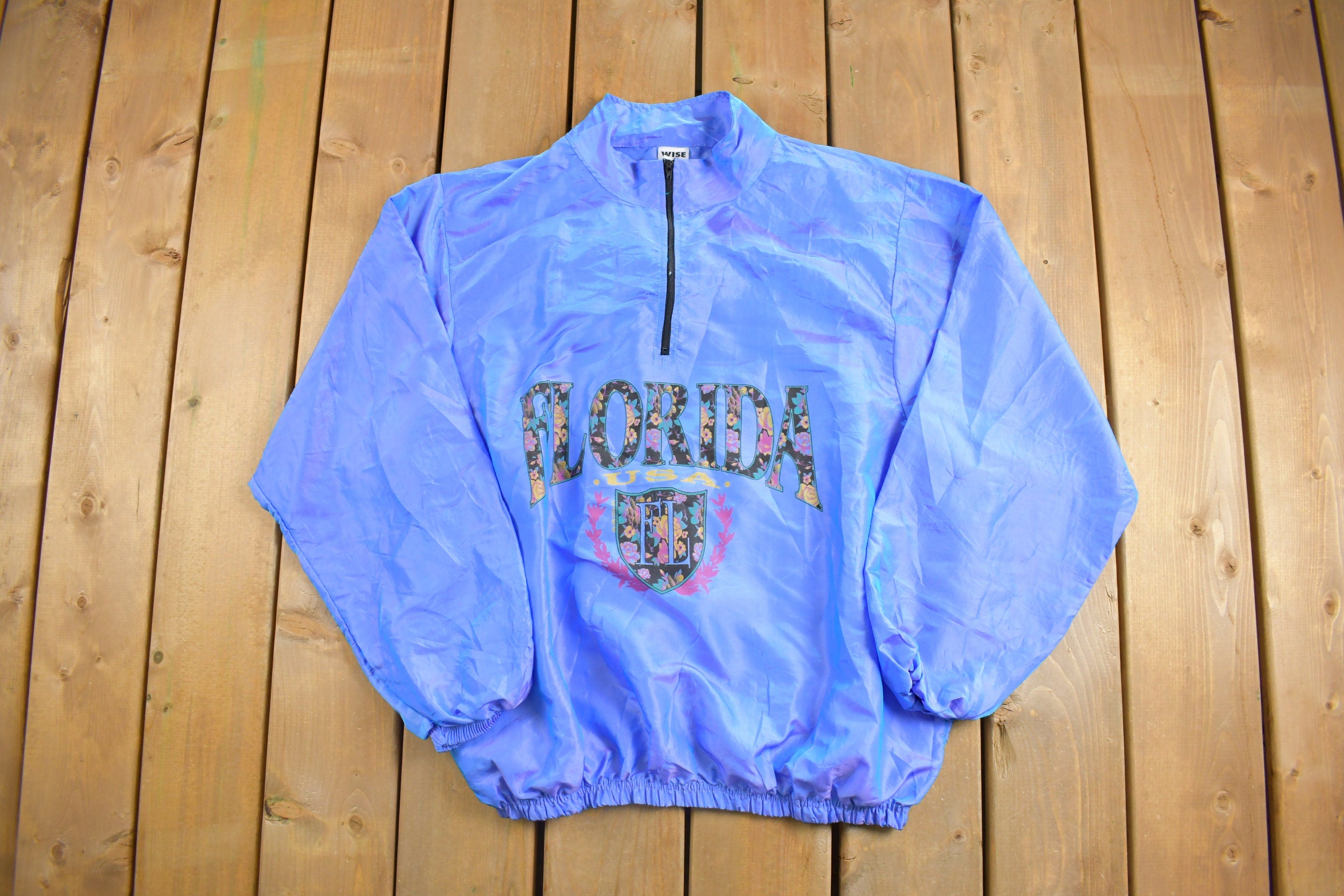 Vintage 1990s Florida USA Half Zip Windbreaker Jacket