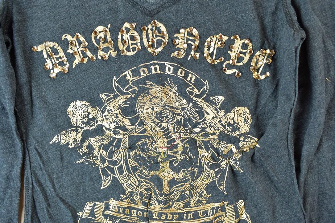 Women Vintage Fracomina Y2K Dragon Eye London T-Shirt