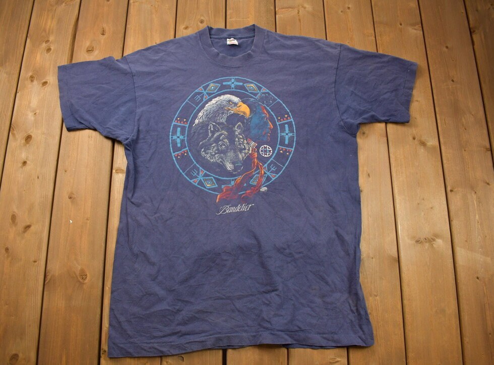 Vintage 1990s Bandelier Wolf & Eagle Graphic T Shirt
