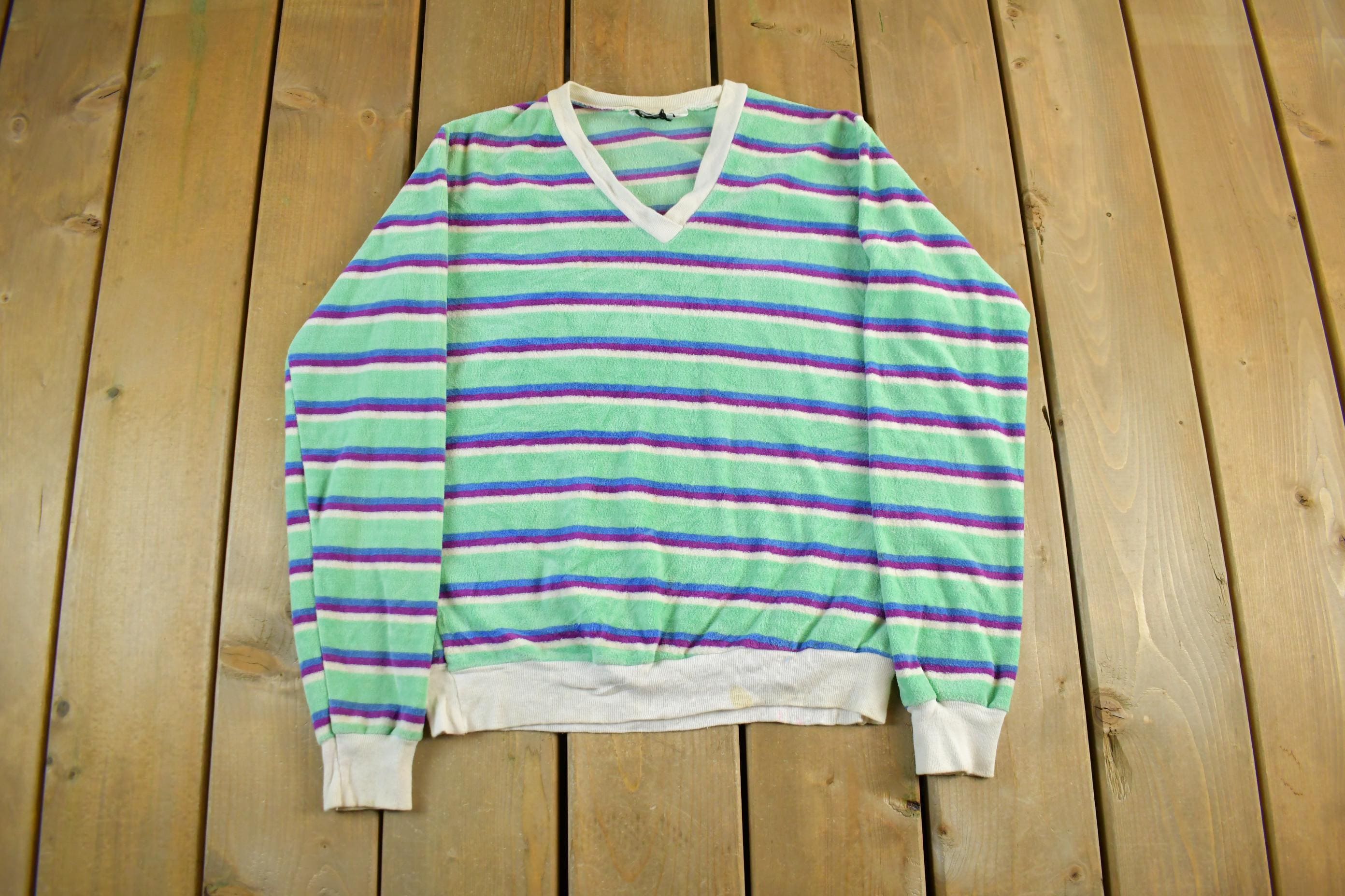 Vintage 1990s Over Easy Velour V Neck Sweater Women's S