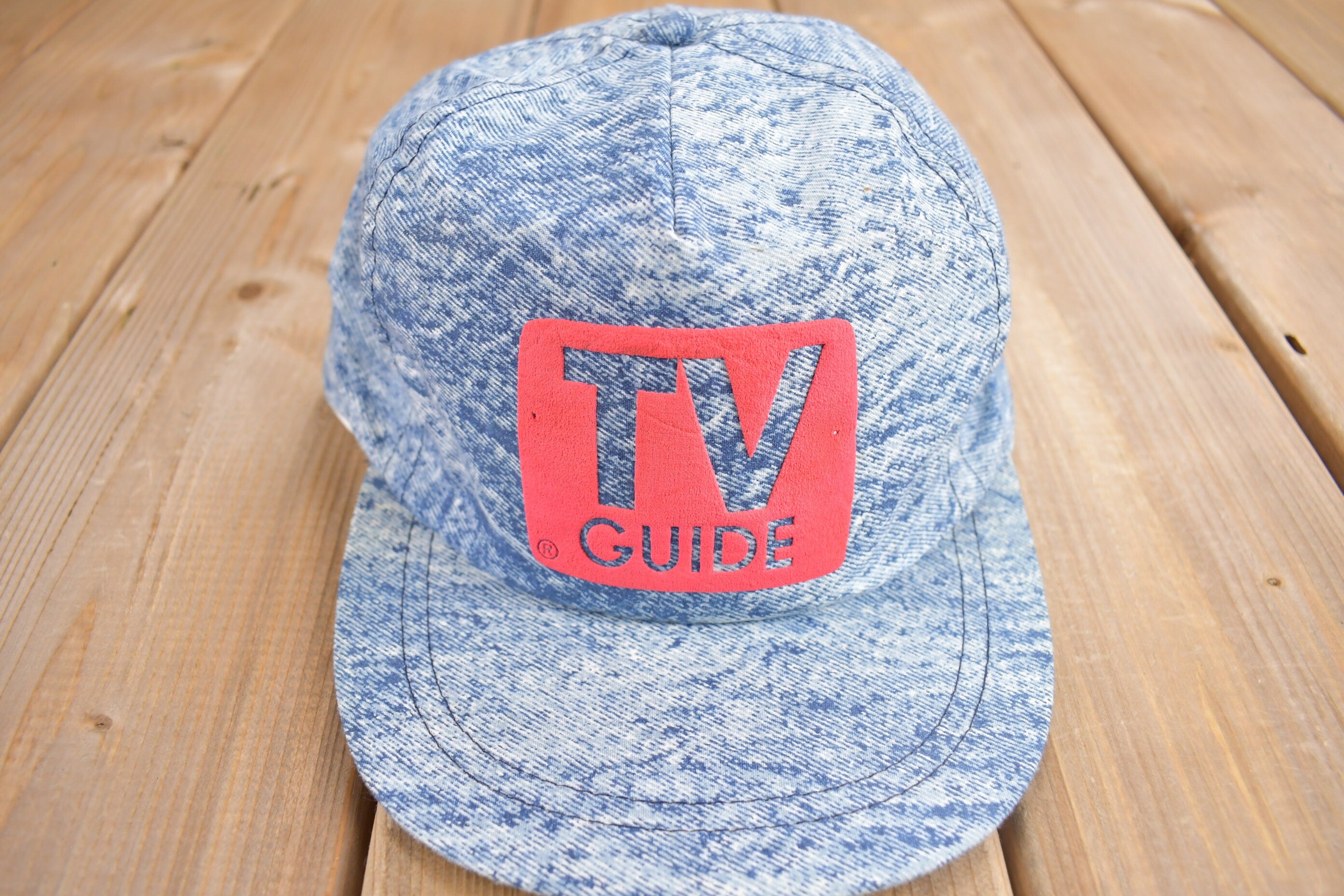 Vintage 1990s TV Guide Acid Wash Snap Back Hat