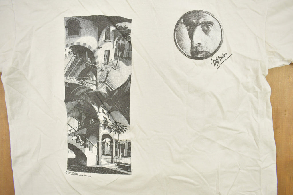 Vintage 1990s MC Escher Abstract Art Graphic T Shirt