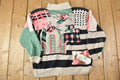 Vintage 1990s Paris Sports Club Floral Hand Knit Crewneck Sweater