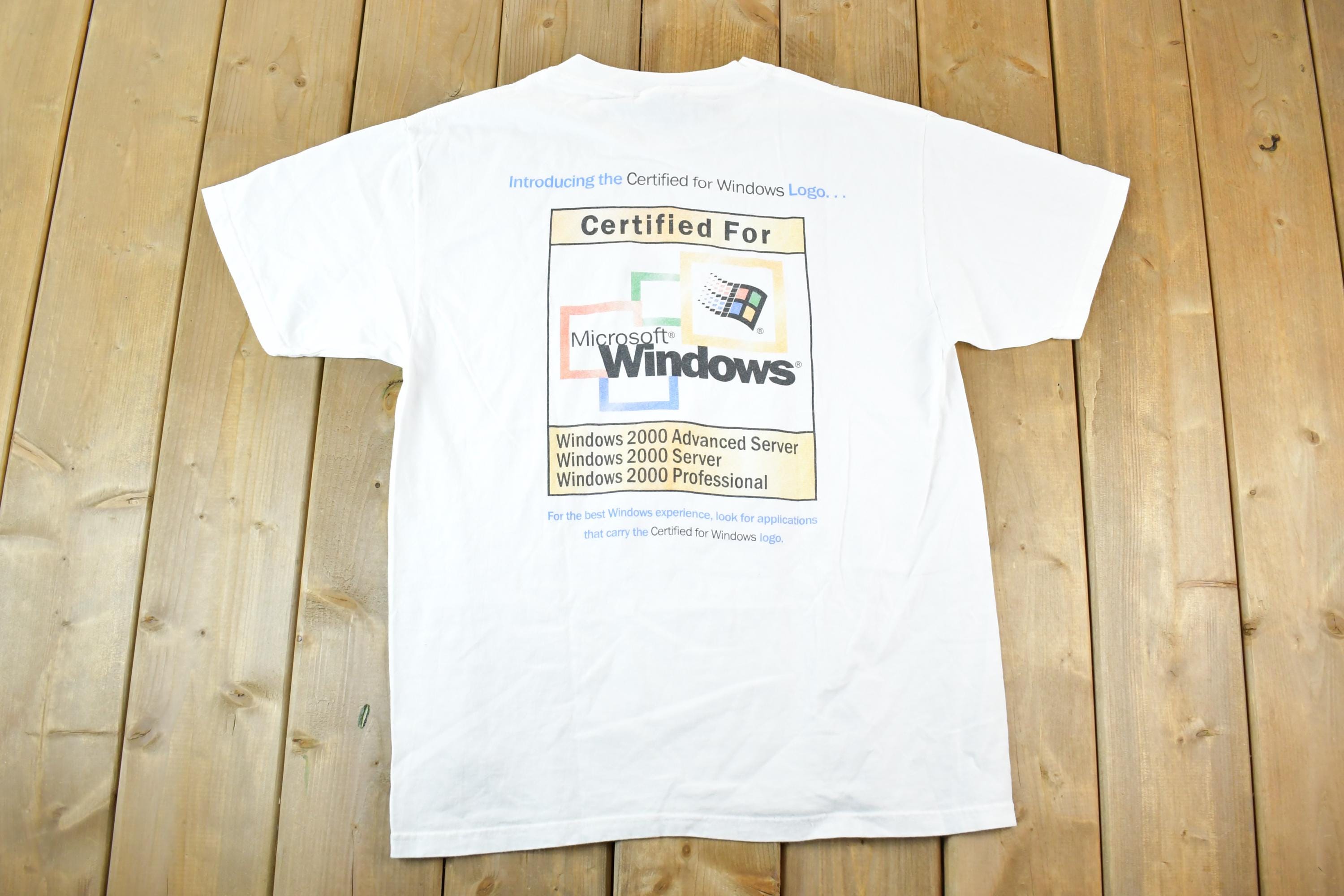 Vintage 2000 Microsoft Certified For Windows Logo Souvenir T-Shirt Mens L