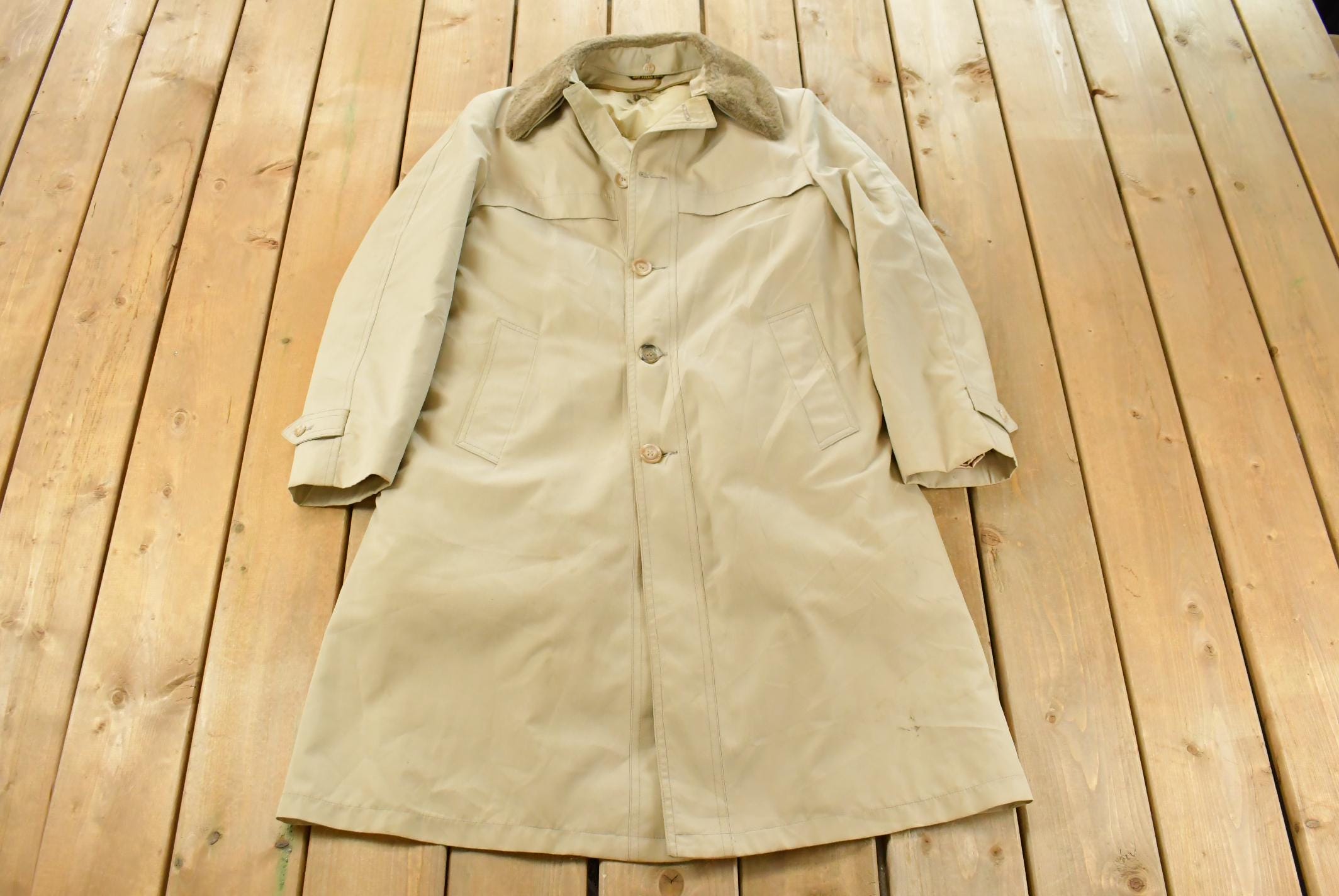 Vintage 1990s Hanny's Mens Wear Down Lined Trench Coat Men's Medium