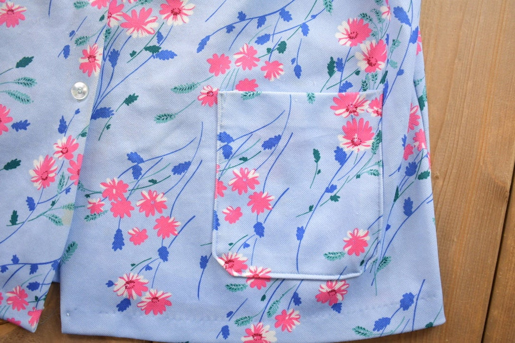 Vintage 1990s Land 'n Sea Floral Summer Button Up Shirt / Made in USA / Floral Pattern / Casual Shirt / Double Pocket / Single Stitch