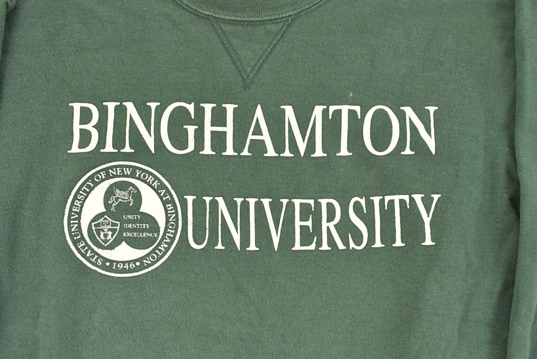 Vintage 1990s University of Binghamton Collegiate Crewneck Sweatshirt Men's Large