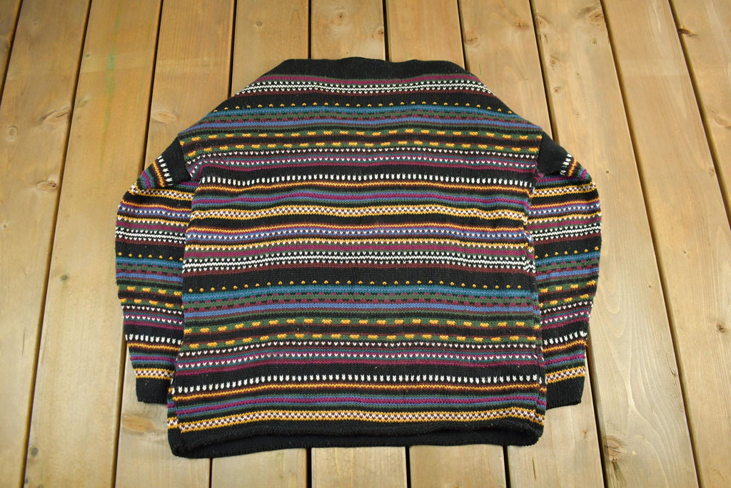 Vintage 1990s It's Our Time Knit Abstract Pattern V Neck Sweater Adult Large
