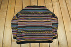 Vintage 1990s It's Our Time Knit Abstract Pattern V Neck Sweater Adult Large
