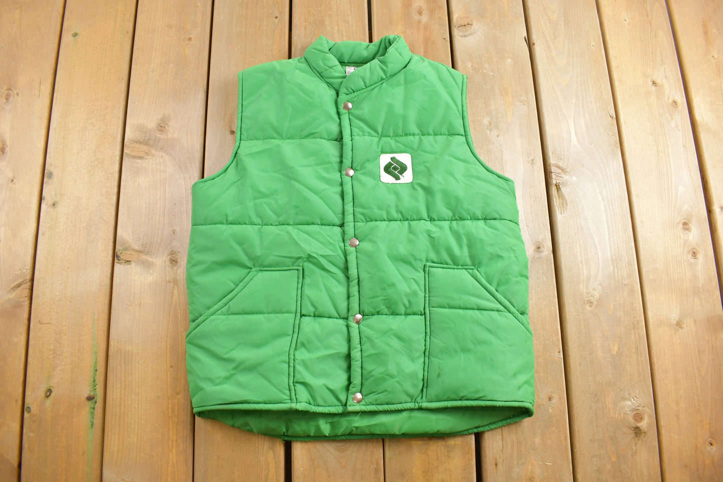 Vintage 1980s H&R MFG Goose Down Puffer Vest / 80s Vest / Streetwear / Outdoorsman / Hiking / Patchwork / Ski Vest / Green