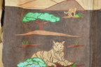 Vintage 1990s The Quacker Factory Unique Leather Savannah Desert Animal Embroidered Jacket Made In USA
