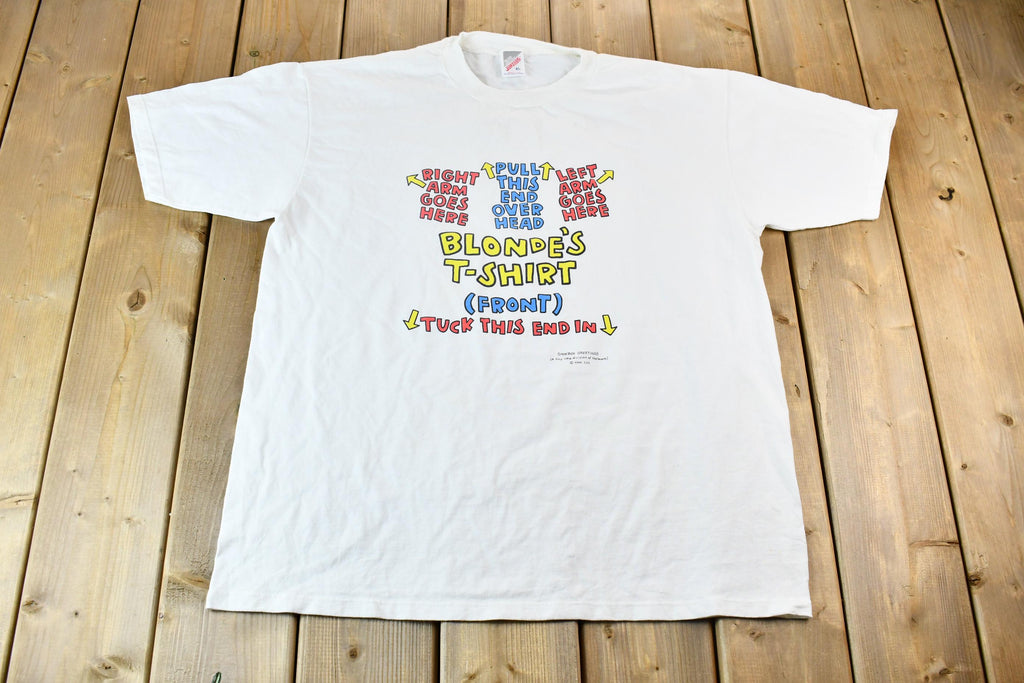 Vintage Early 1990s Hallmark Shoebox Greetings Blonde's T-Shirt Instructions Funny Graphic T-Shirt