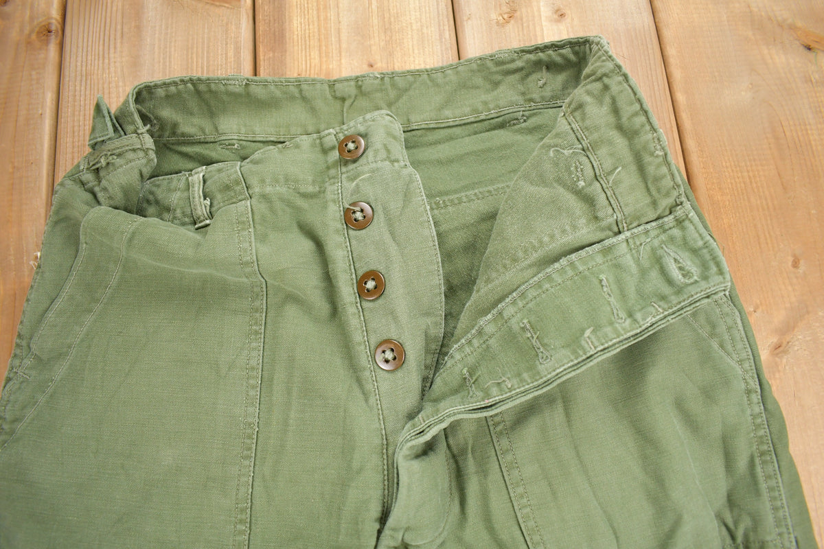Vintage 1970s OG 107 Green Khaki Army Pants Size 28 x 25