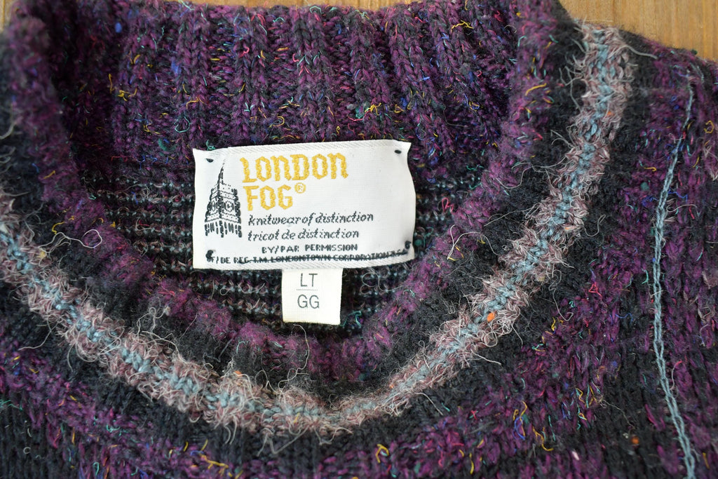 Vintage 1990s London Fog Knit Crewneck Sweater / 90s Crewneck / Made In USA / Preppy