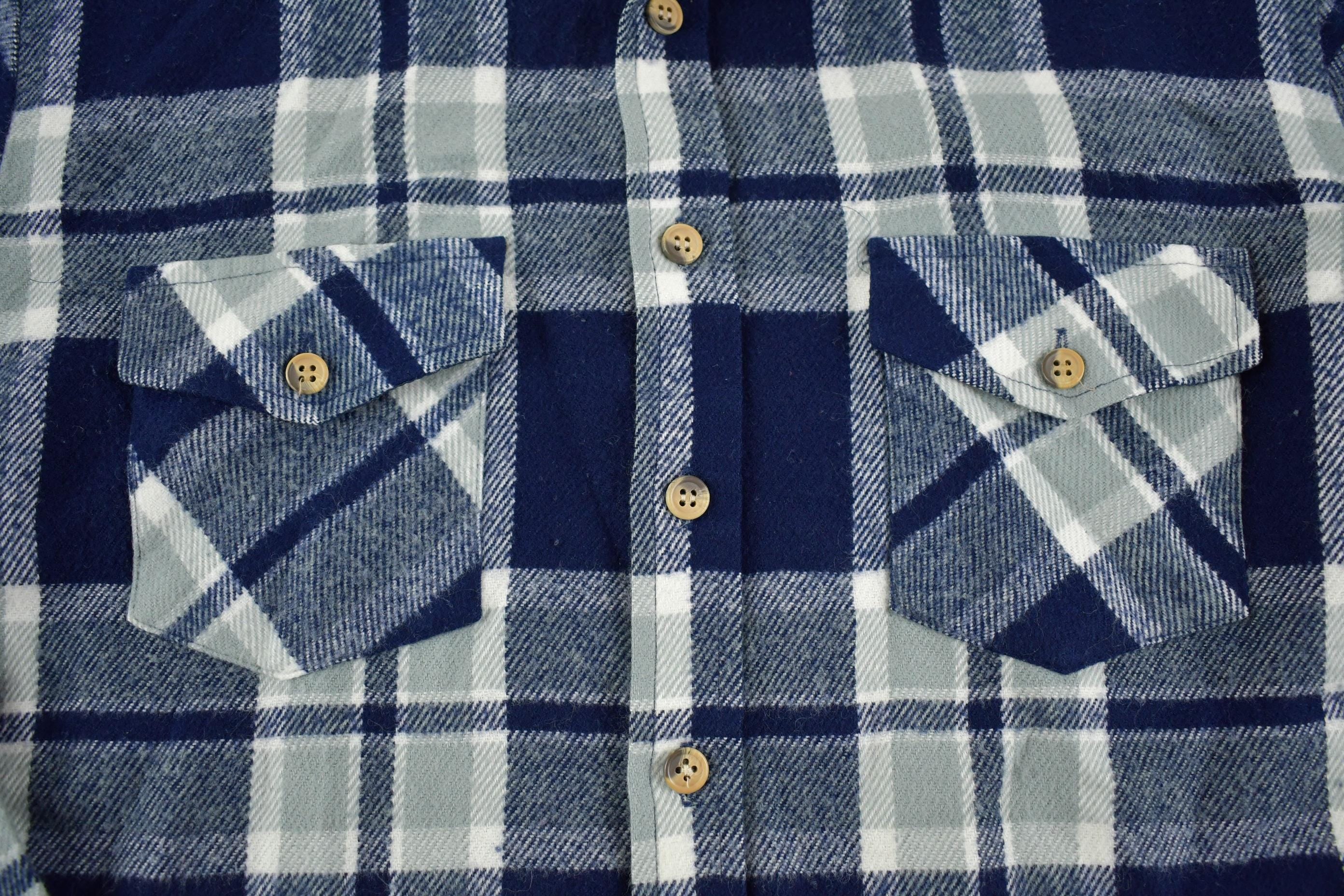 Vintage 1980s Sears Plaid Button Up Flannel Shirt
