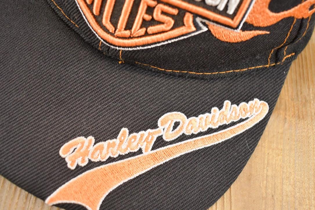Vintage 1990s Harley Davidson Motorcycles Snapback Dad Hat  90's Embroidered Motorcycle Cap