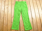 Vintage 1970s Neon Green Flared Trousers Size 32 x 29