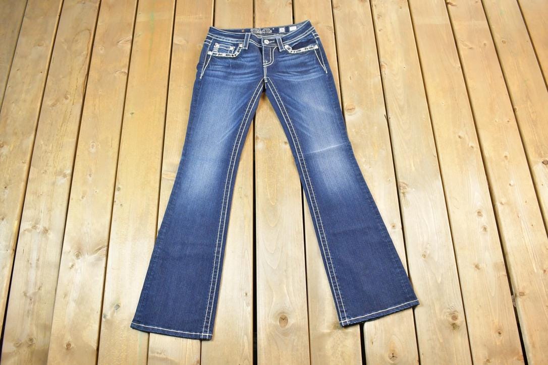 Vintage Y2K Miss Me Bedazzled Low Rise Jeans Size 26x31