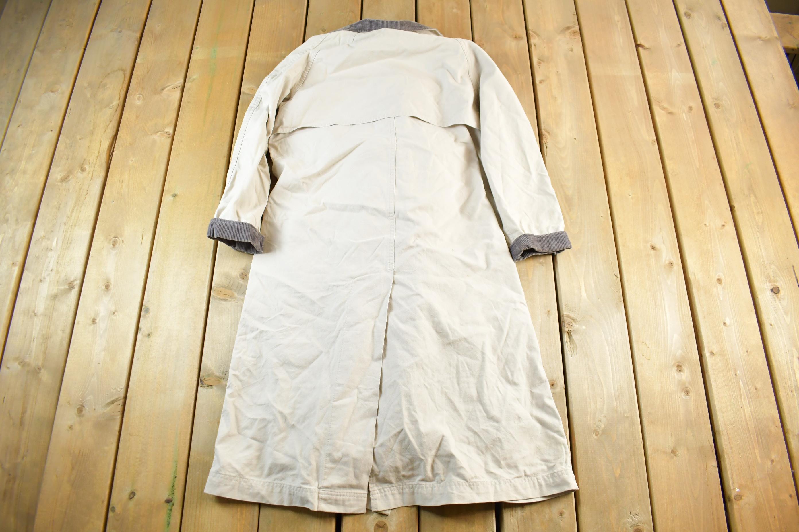 Vintage 1990s L.L. Bean Wool Lined Trench Coat Women's Medium / Wool Jacket / Vintage 90s Jacket / Outdoor / Long Trench Coat / Made in USA