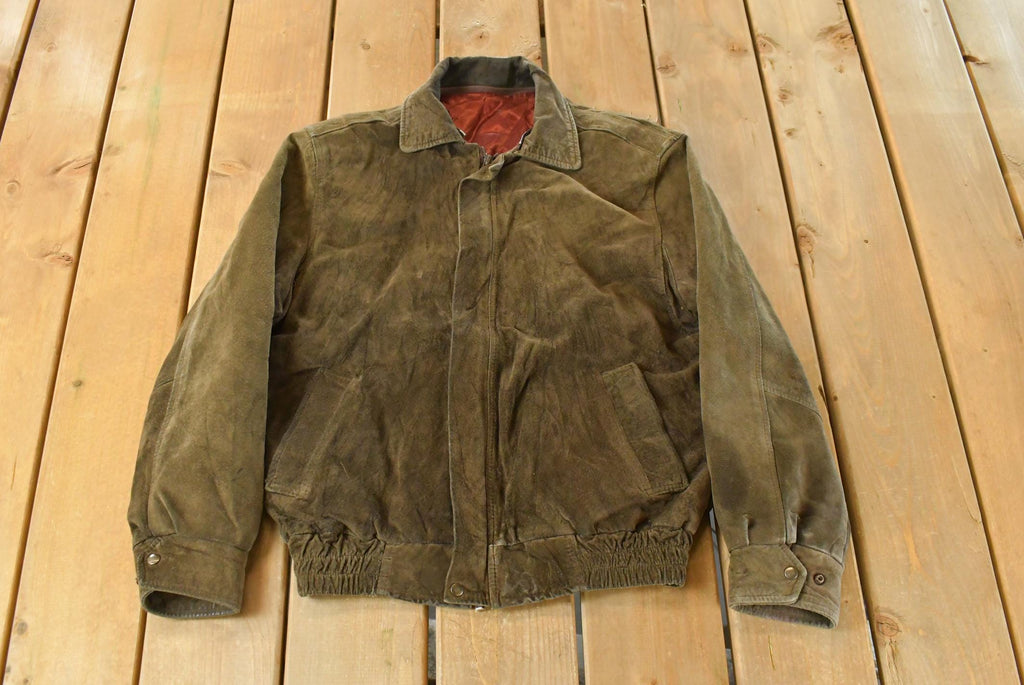 Vintage 1990s Leather Suede Bomber Jacket Men's Small