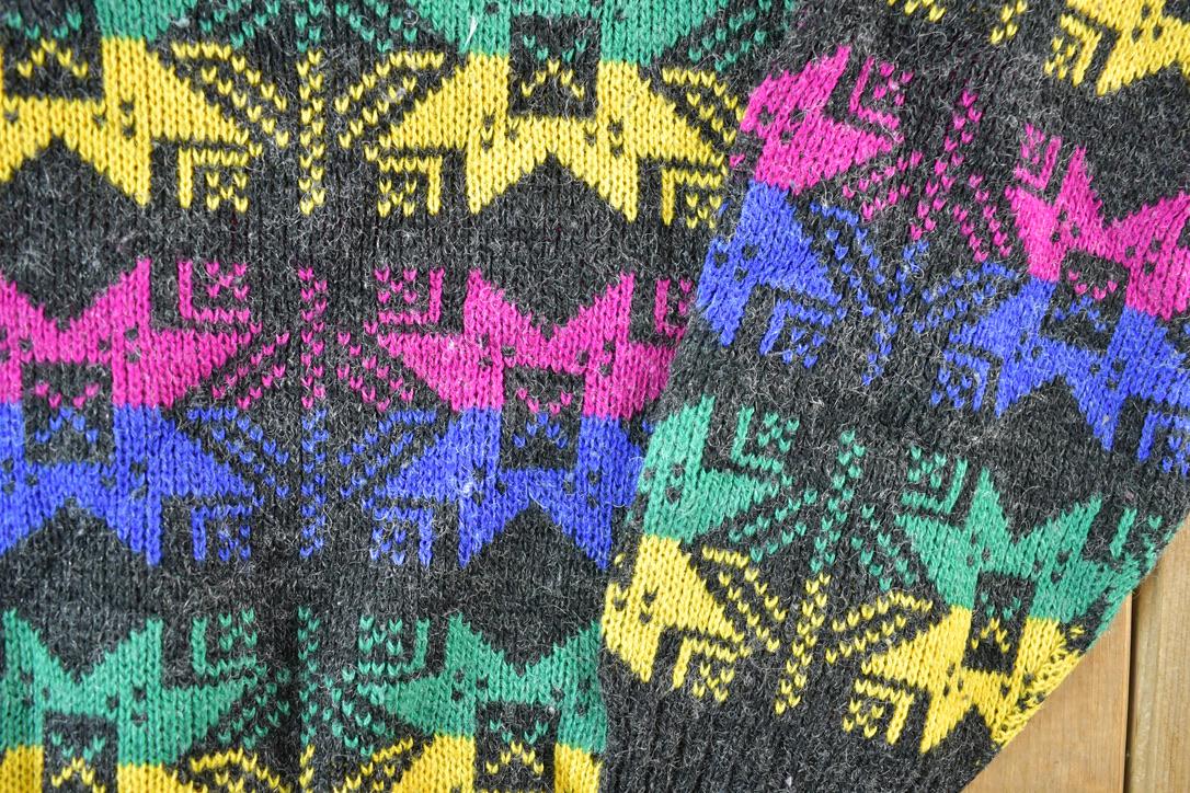 Vintage 1990s Knit Abstract Pattern Crewneck Sweater Mens L