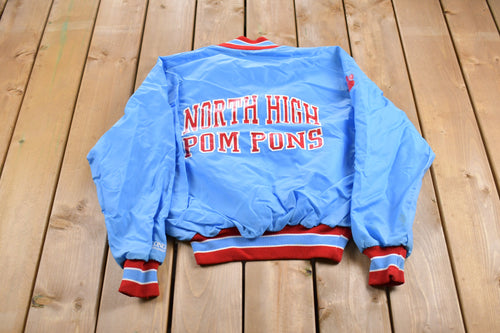 Vintage 1990s DeLong North High Pom Pons Quarter Zip Bomber Jacket / Athleisure / Streetwear / Athletic Sportswear / Streetwear