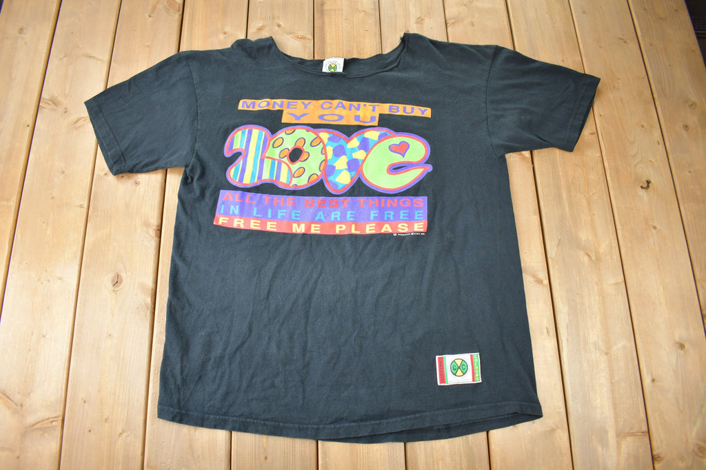 Vintage 1990s Cross Colours Money Can't Buy You Love Graphic T Shirt Made In USA