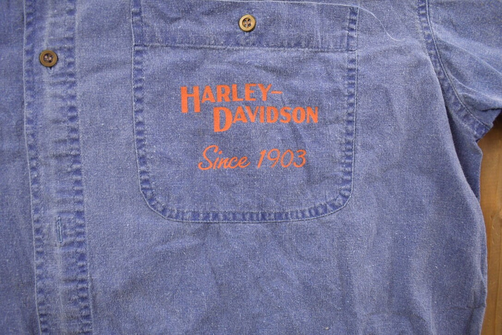 Vintage 1993 Harley Davidson 90 Year Anniversary Button Up