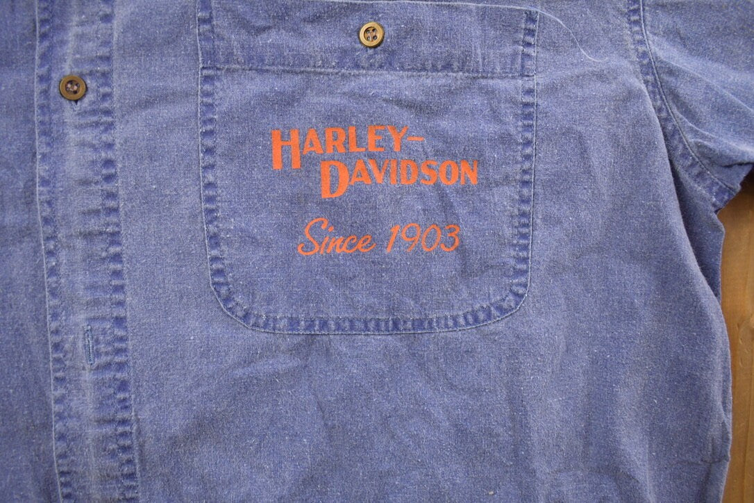 Vintage 1993 Harley Davidson 90 Year Anniversary Button Up