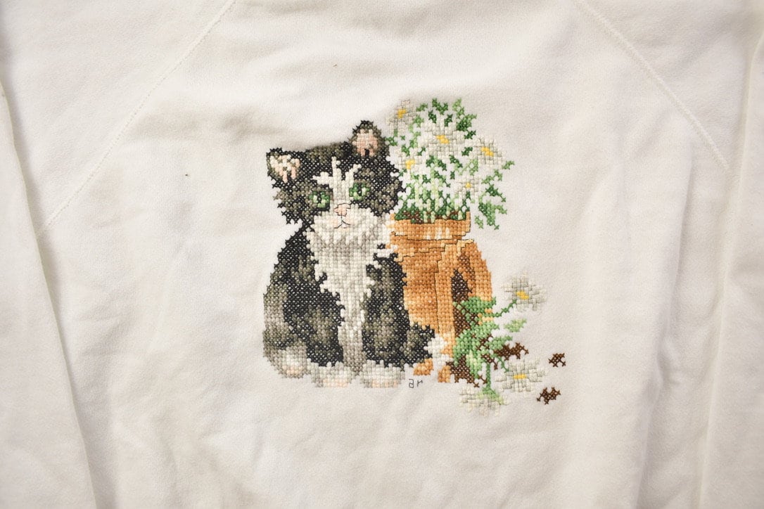 Vintage 1990s Cute Kitten Crewneck Sweatshirt
