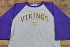 Vintage 1990s Minnesota Vikings NFL Logo Athletic Raglan T-Shirt