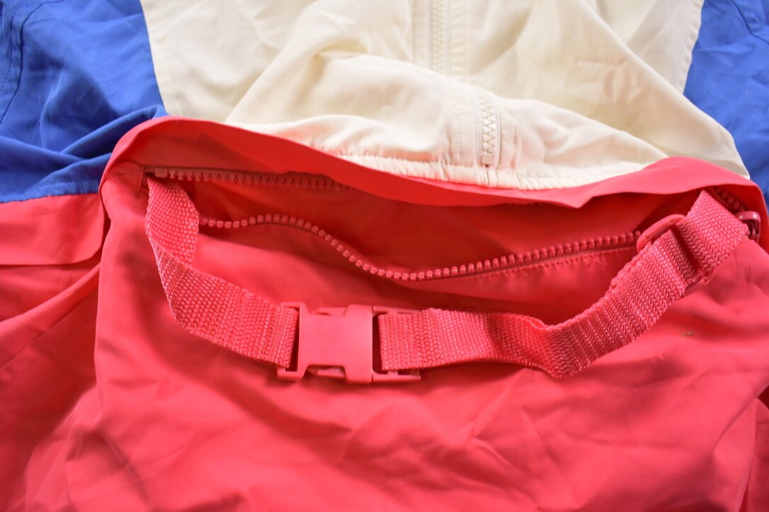 Vintage 1990s Izod Embroidered Logo Quarter Zip Color Block Windbreaker Jacket
