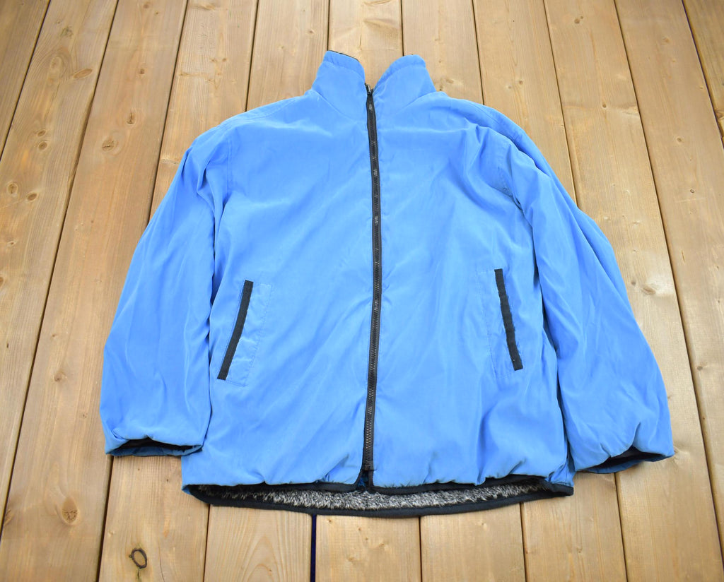 Vintage 1990s Reversible Snowy Mountain Theme Fleece Sweater