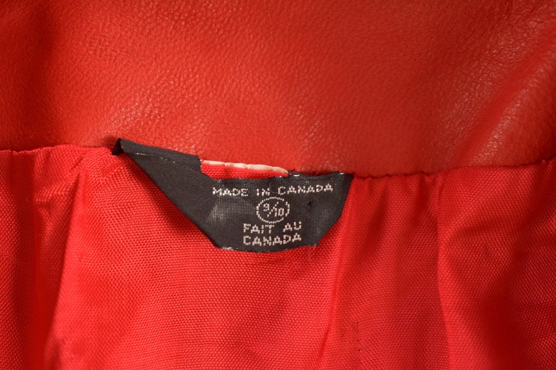 Vintage 1980s Red Leather Blazer Jacket