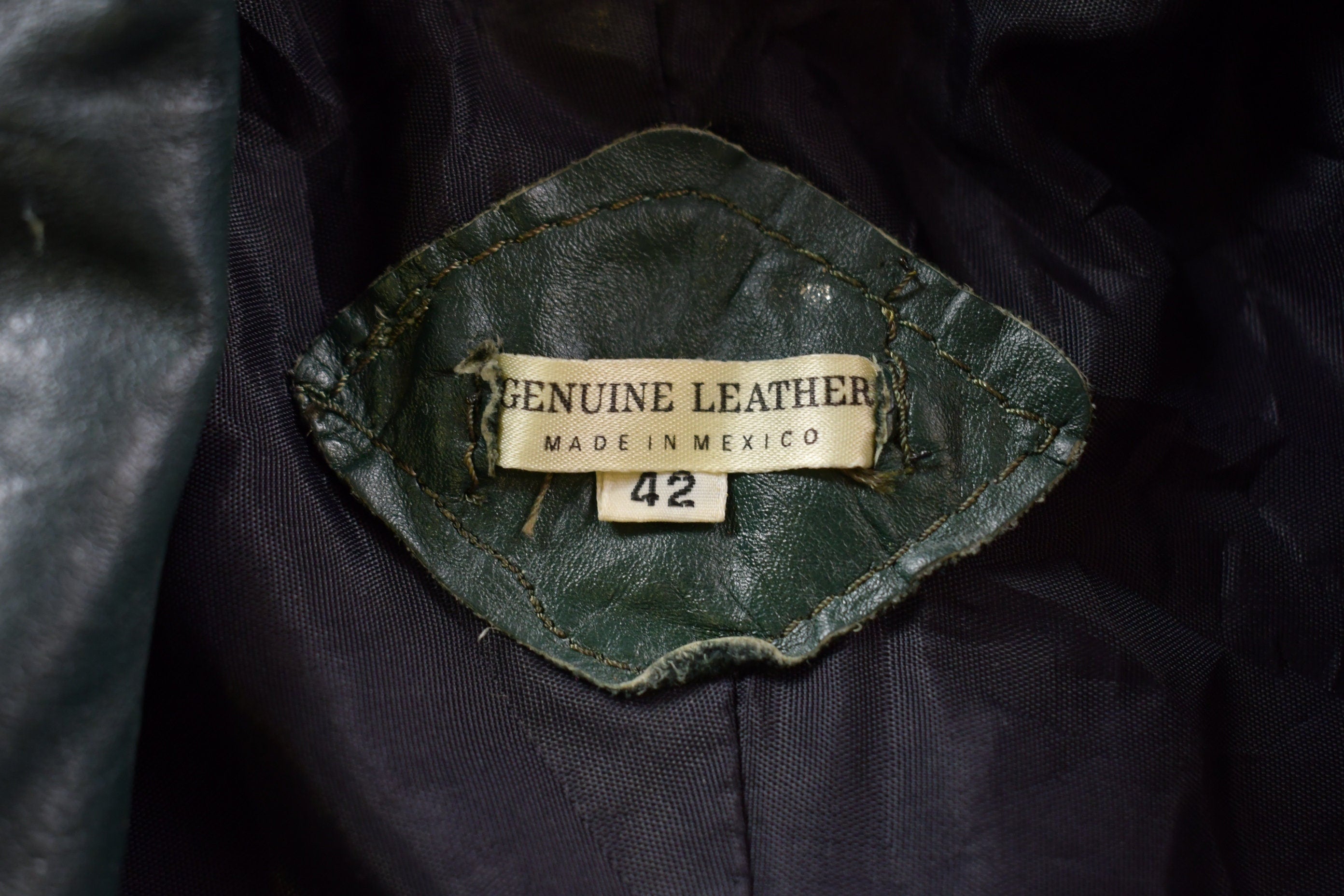 Vintage 1990s Genuine Leather Dark Green Jacket
