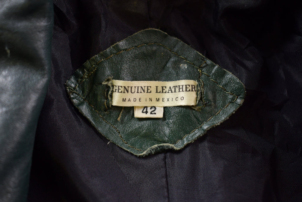 Vintage 1990s Genuine Leather Dark Green Jacket