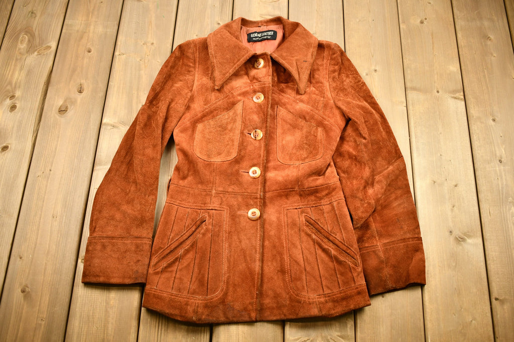 Vintage 1960s Burnt Orange Full Length Suede Leather Jacket