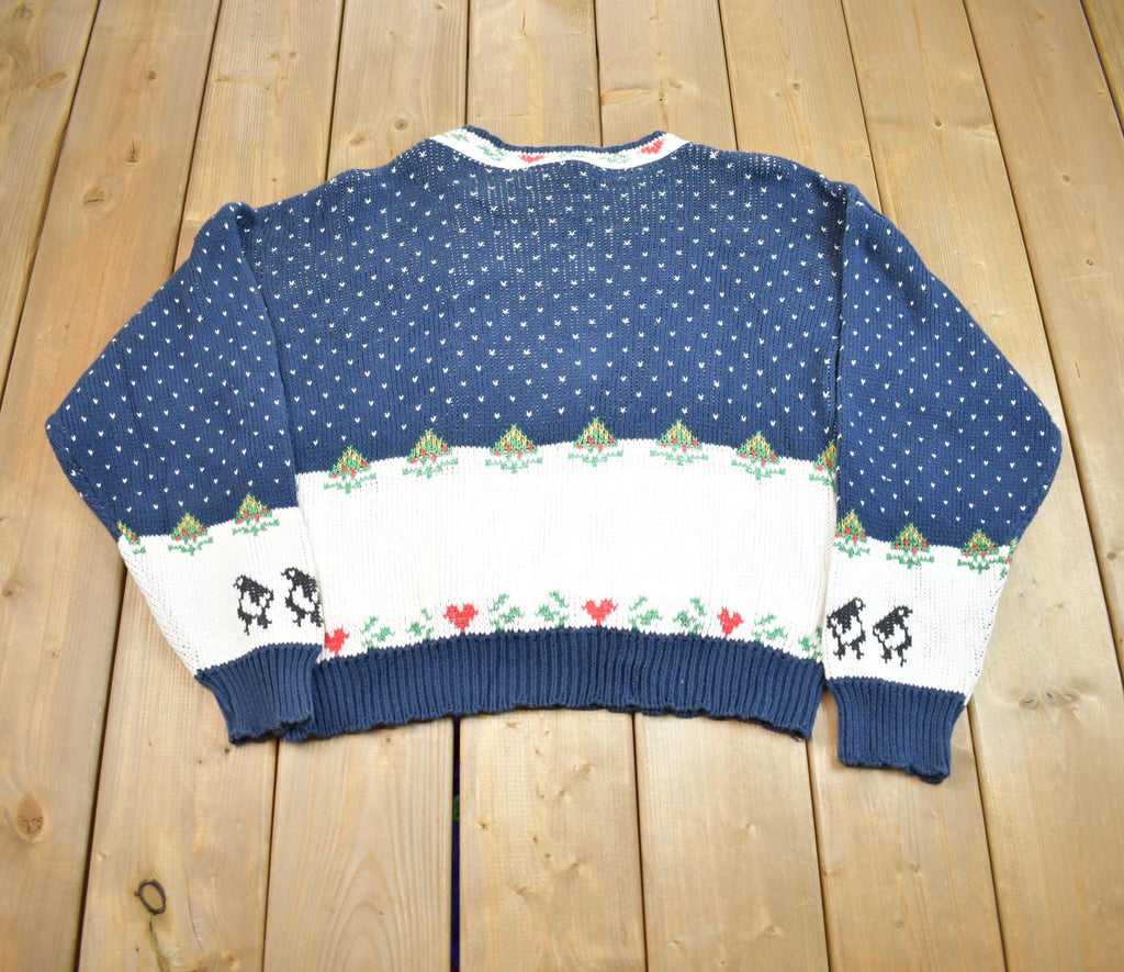 Vintage 1990s Sweater Loft Christmas Theme Knit Crewneck Sweater Made In USA