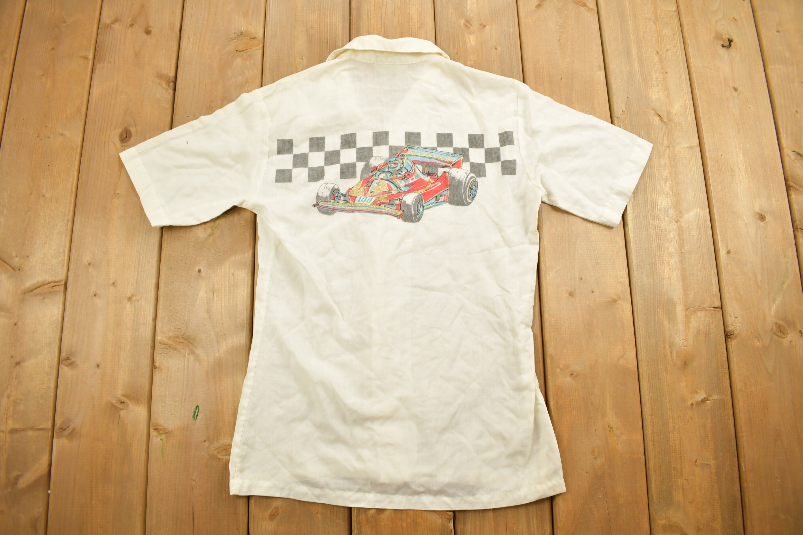 Vintage 1990s Kids Racing "The Winner" Button Up Shirt / Single Stitch / Racing / 90s Streetwear / Athleisure / Sportswear / Made In USA