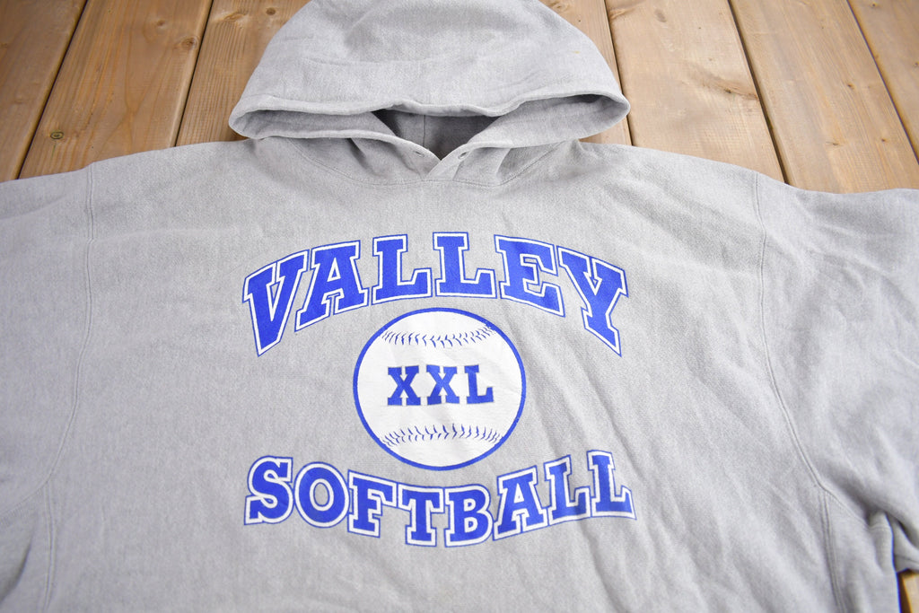 Vintage Y2K Valley Softball Champion Reverse Weave Hoodie / Vintage Champion / Heavy Weight / Streetwear / Grey Hoodie