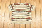 Vintage 1990s Rican Collection Abstract Striped Knit Crewneck Sweater Womens L