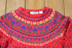 Vintage 1990s Northern Isles Christmas Knit Hand Embroidered Crewneck Sweater