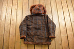 Vintage 1980s Brown Shearling Bomber Jacket